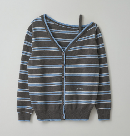 IVE Wonyoung Worn - ONE OFF SHOULDER STRIPE WOOL BLENDED