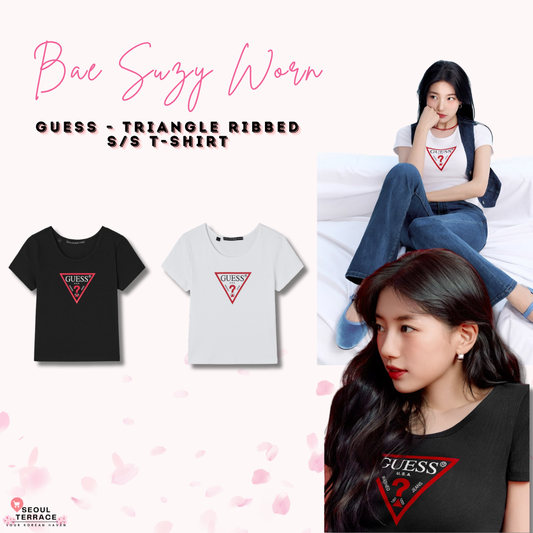 [BAE SUZY WORN] GUESS - Women's Original Triangle Ribbed Short Sleeve T-shirt