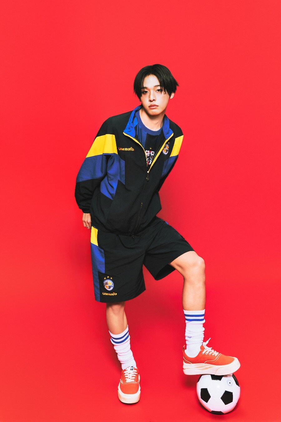 [UMBRO X NCT WISH] HBL OG Colorblock Stand Neck Windbreaker Jacket