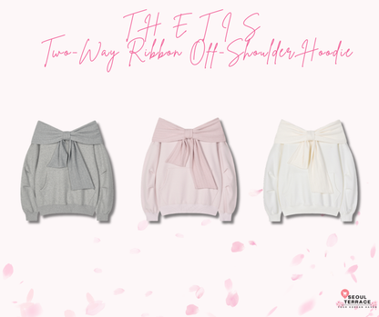 THETIS - TWO-WAY RIBBON OFF SHOULDER HOODIE (SPRING VER.)