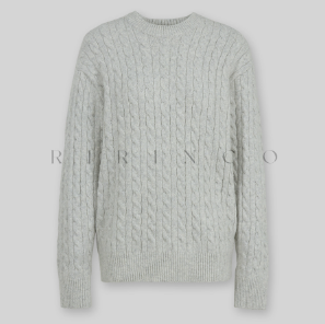 RIRINCO - Nuelore Wool Round Neck Cable Knit Sweater