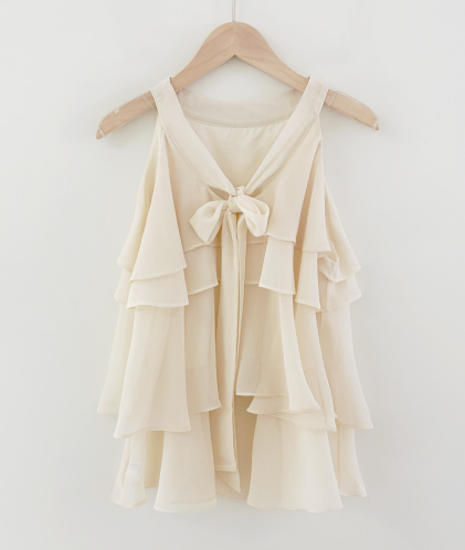 Perbit -  Trumpet Vine Chiffon Frill Halterneck Blouse