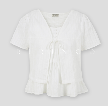RIRINCO - Fruining Cotton Lace Short Sleeve Cardigan Camisole Two-Piece Set