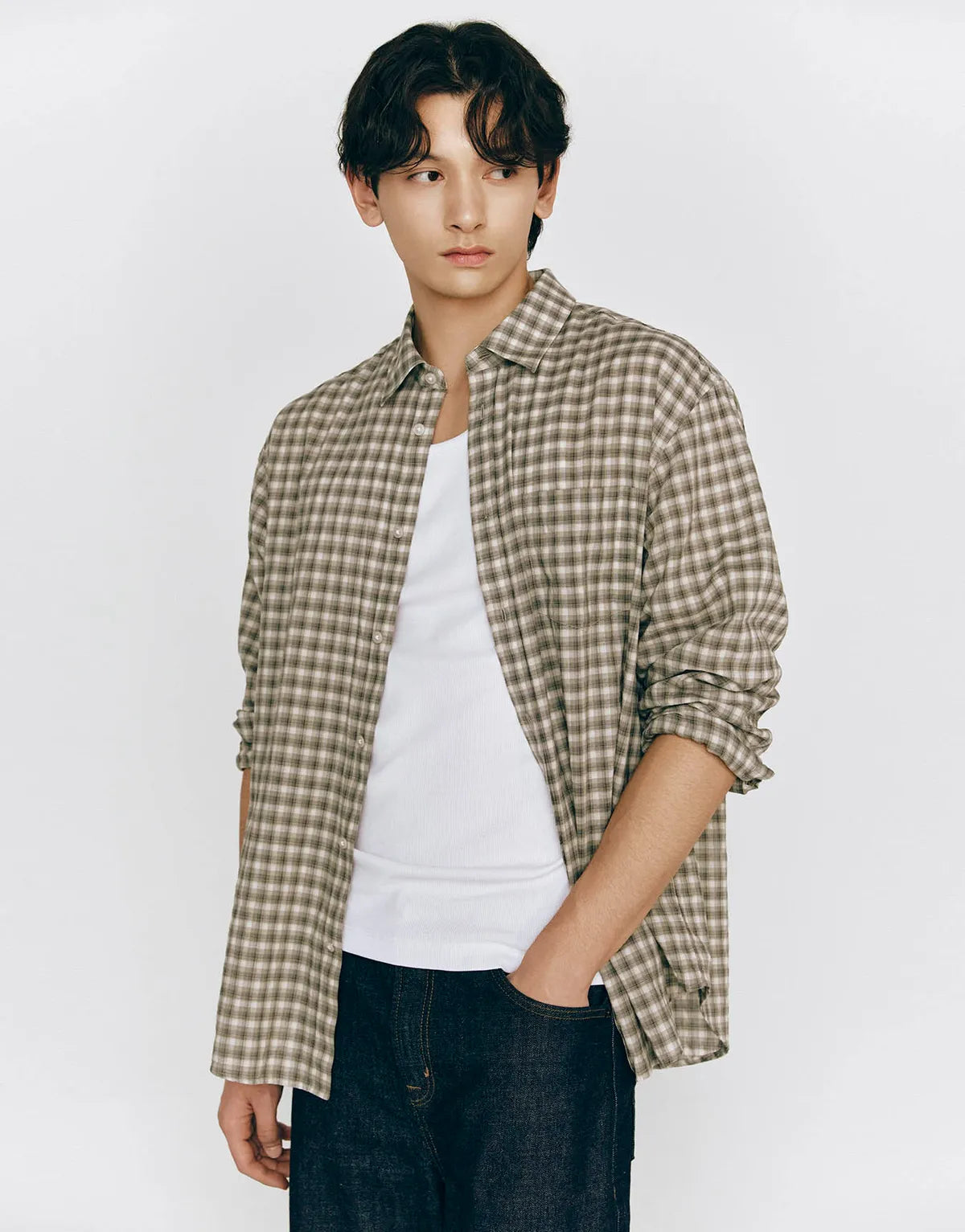 [Byeon Woo-seok Worn] Giordano Seersucker Summer Check Shirt