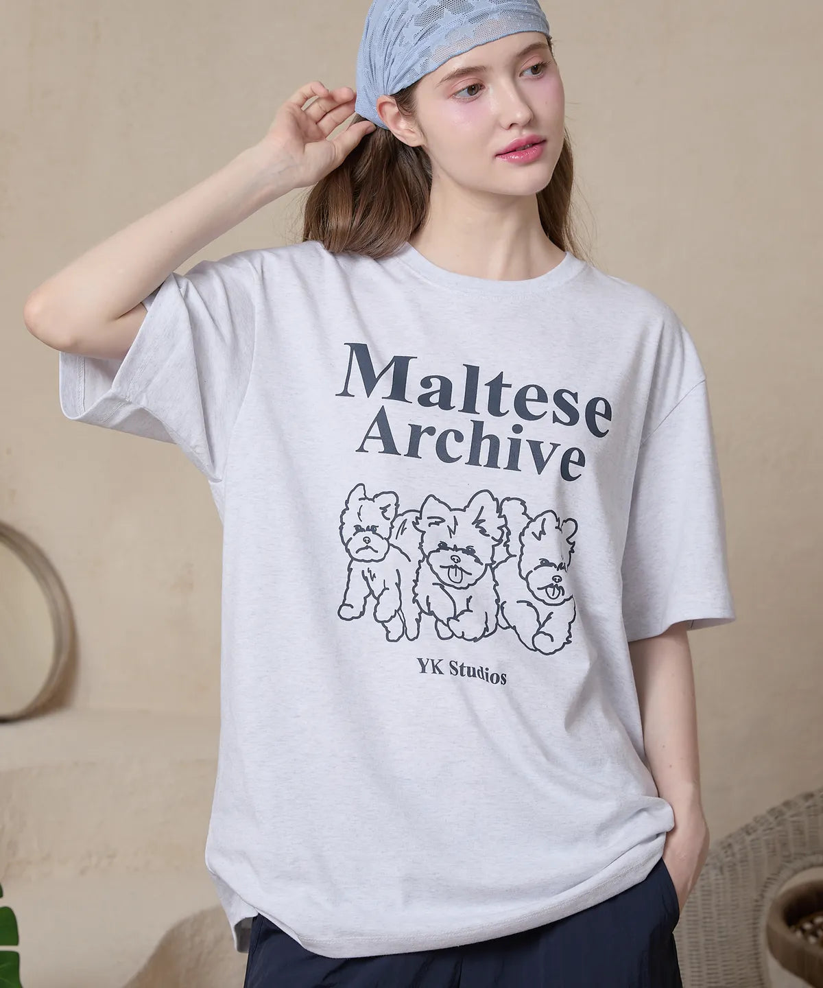 [Seventeen Mingyu Worn] Wai kei Maltese Archive Line Graphic Short Sleeve T-Shirt