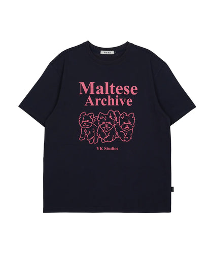 [Seventeen Mingyu Worn] Wai kei Maltese Archive Line Graphic Short Sleeve T-Shirt