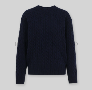 RIRINCO - Nuelore Wool Round Neck Cable Knit Sweater