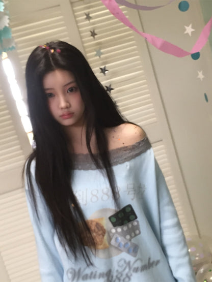 [Illit Wonhee Worn] HONKYO Off-Shoulder Loose Top- Waiting Number