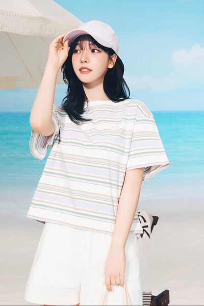 [Aespa Karina PIck] 26 Summer Nordisk Multi-stripe Short-Sleeve T-shirt - W