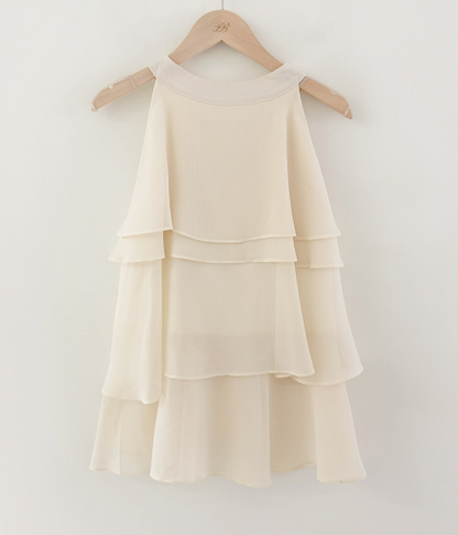 Perbit -  Trumpet Vine Chiffon Frill Halterneck Blouse