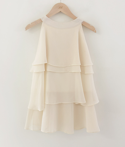 Perbit -  Trumpet Vine Chiffon Frill Halterneck Blouse