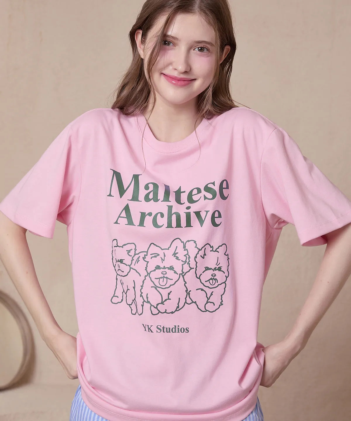 [Seventeen Mingyu Worn] Wai kei Maltese Archive Line Graphic Short Sleeve T-Shirt