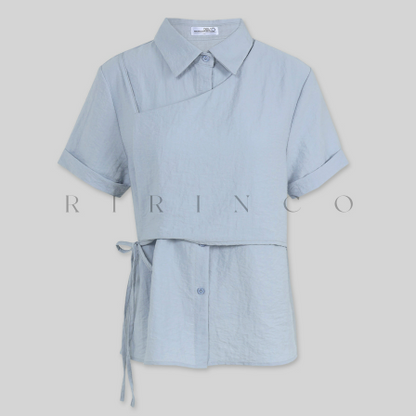 RIRINCO - Roybeld Layered Strap Bustier Shirt Blouse