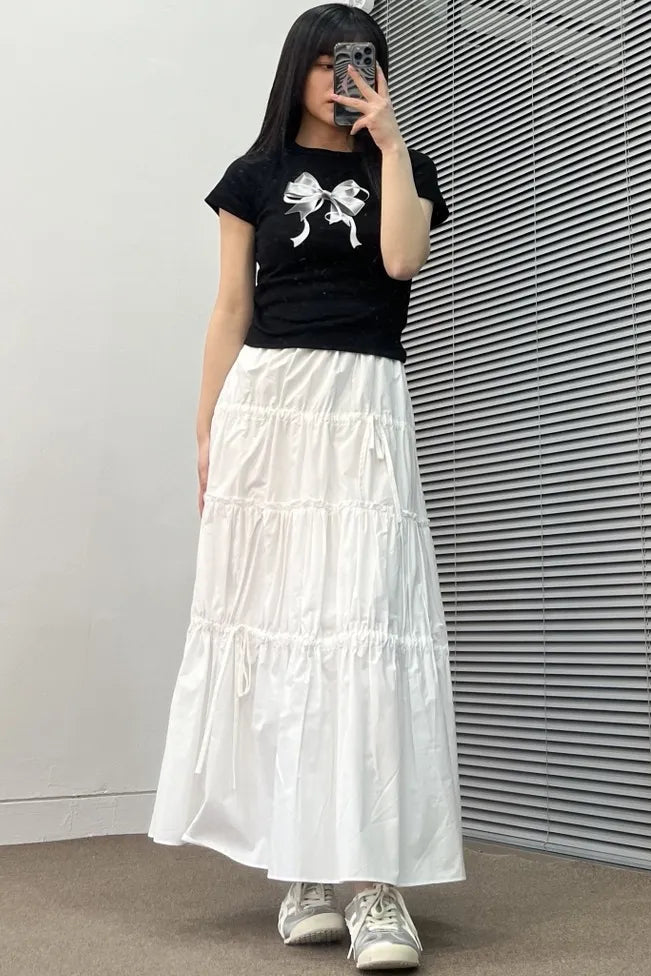 [Blackpink Jennie Worn] Ronron Double Ribbon Slim Crop T-Shirt