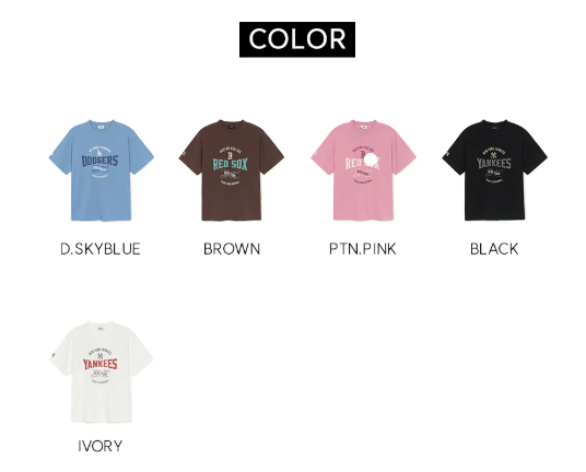 [Aespa Karina Pick] MLB Varsity Vintage Color Graphic Overfit Short Sleeve T-Shirt