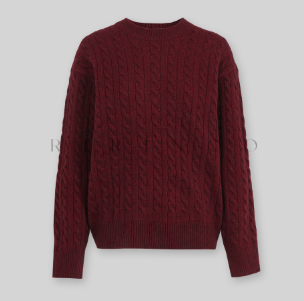 RIRINCO - Nuelore Wool Round Neck Cable Knit Sweater
